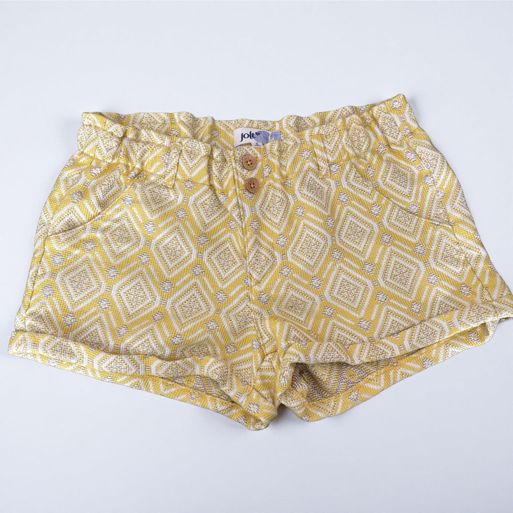 Jolie Yellow High Waist Shorts with Geometric Pattern